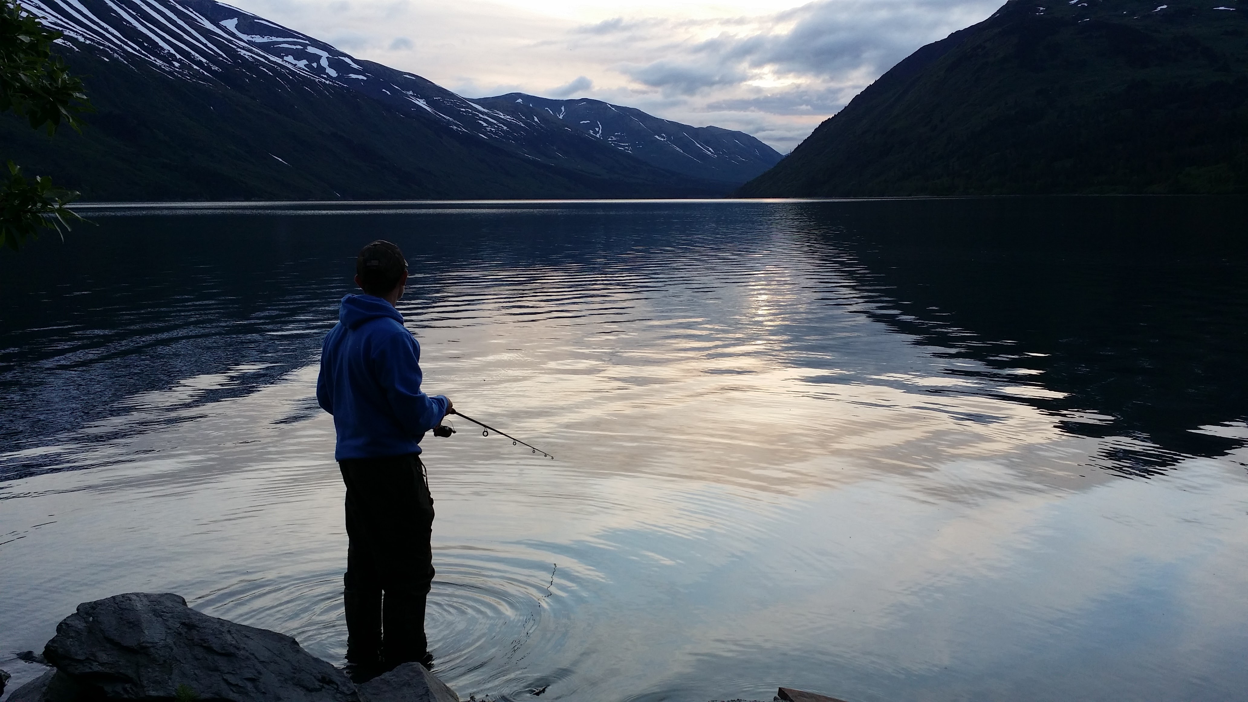 Cooper enjoying some sunset fishing.